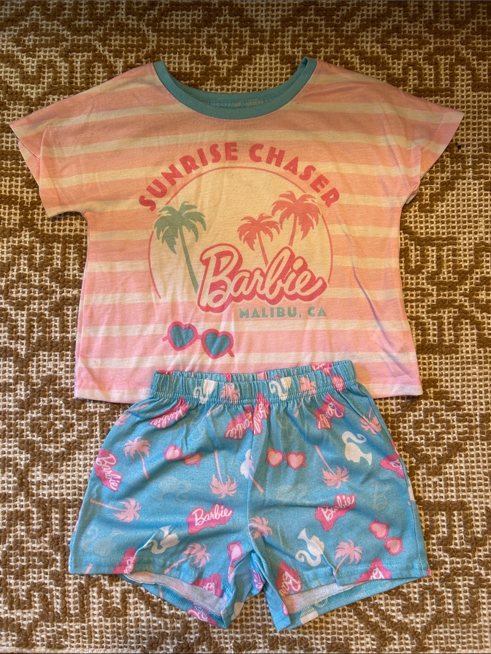 Barbie Pink & Turquoise Sunrise Chaser Pajama Set / FREE with purchase